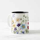 Mug Wrap, Sublimation Design Flowers Tweekleurige Koffiemok (Voorkant links)