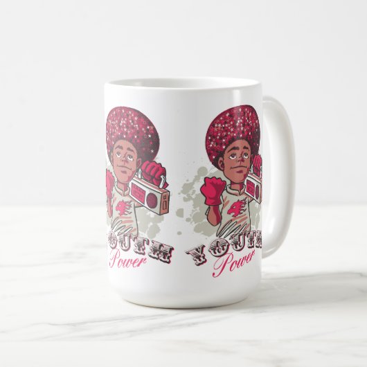 Mug – YOUTH Power Afro & Boombox Urban Design Koffiemok (Voorkant rechts)
