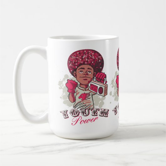 Mug – YOUTH Power Afro & Boombox Urban Design Koffiemok (Links)