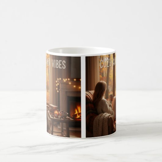 MugCozy Autumn Vibes Mug (Fireplace &(Custom Name) Koffiemok (Center)