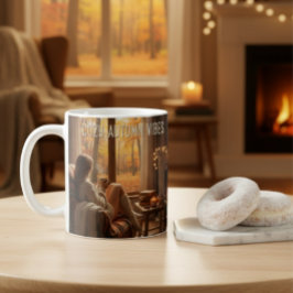 MugCozy Autumn Vibes Mug (Fireplace &(Custom Name) Koffiemok