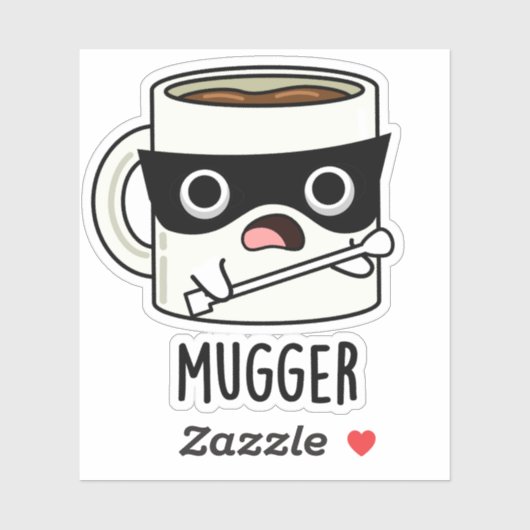Mugger Grappige Mok Puns Sticker (Vel)