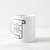 Muggezifte rollen papier als rekenplichtige koffiemok (Voorkant links)