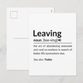 Muggrappige medewerker vertrekt feestdagenkaart (Voorkant / Achterkant)