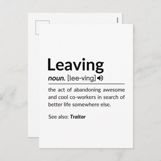 Muggrappige medewerker vertrekt feestdagenkaart (Voorkant / Achterkant)