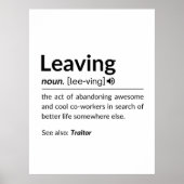 Muggrappige medewerker vertrekt poster (Voorkant)