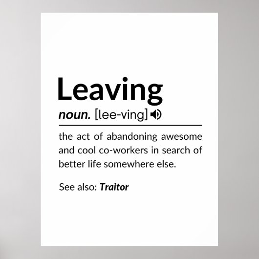 Muggrappige medewerker vertrekt poster (Voorkant)