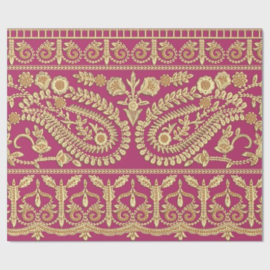 Mughal art werkt. Indiaans traditioneel antiek gou Cadeaupapier (Vlak)