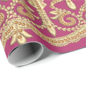 Mughal art werkt. Indiaans traditioneel antiek gou Cadeaupapier (Rol Hoek)