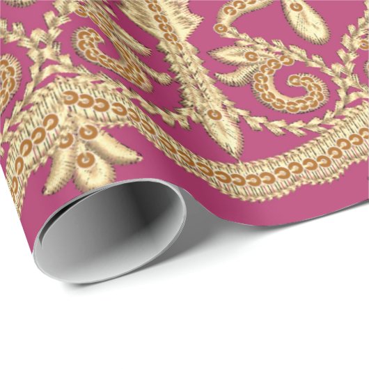 Mughal art werkt. Indiaans traditioneel antiek gou Cadeaupapier (Rol Hoek)