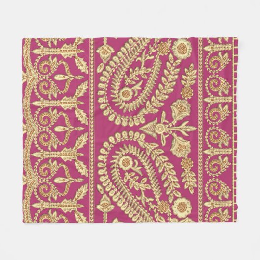 Mughal art werkt. Indiaans traditioneel antiek gou Fleece Deken (Voorkant (Horizontaal))