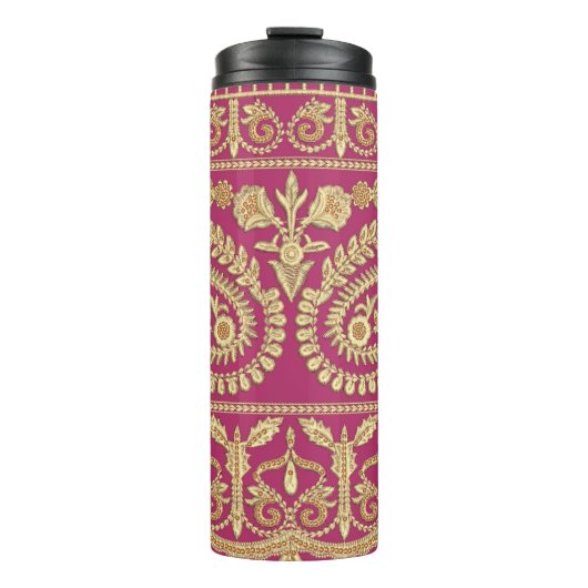 Mughal art werkt. Indiaans traditioneel antiek gou Thermosbeker (Voorkant)