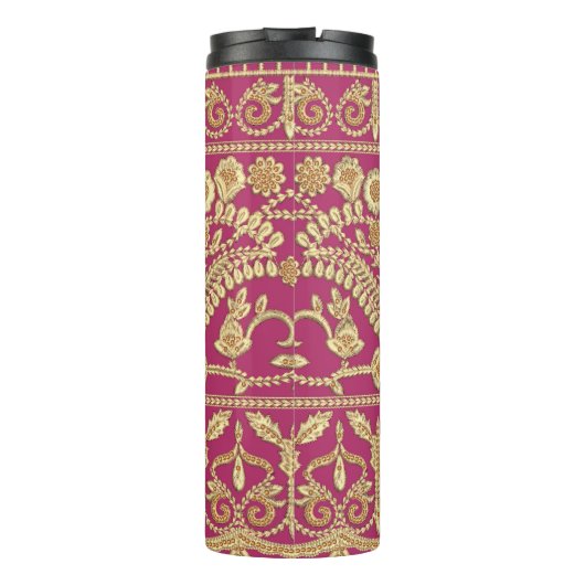 Mughal art werkt. Indiaans traditioneel antiek gou Thermosbeker (Achterkant)