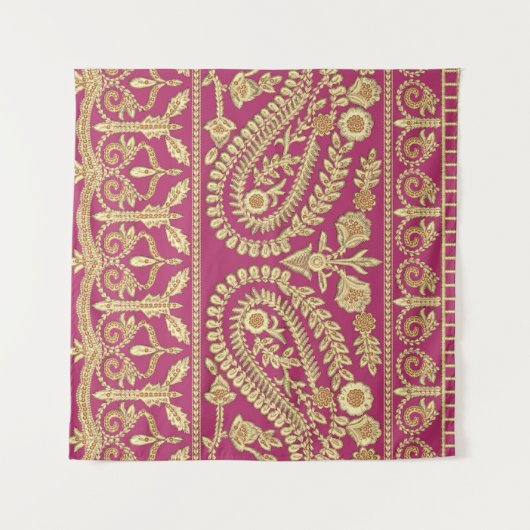 Mughal art werkt. Indiaans traditioneel antiek gou Wandkleed (Voorkant (horizontaal))