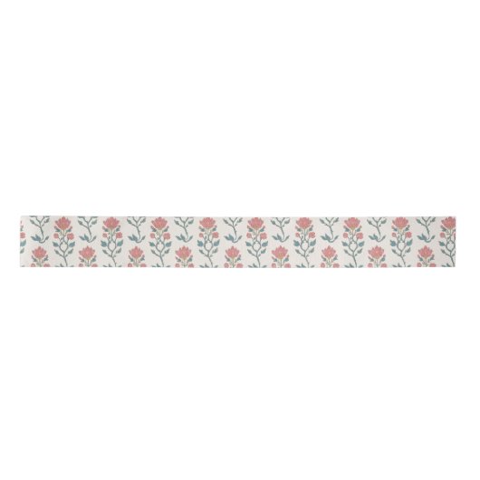 Mughal Bloem Butta Satijnen Lint (Voorkant)