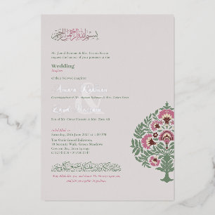 Mughal Bloemmotief Folie Trouw Uitnodiging –