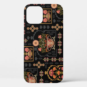 Mughal bloemmotief: zwart naadloos. Case-Mate iPhone case