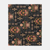 Mughal bloemmotief: zwart naadloos. fleece deken (Voorkant)