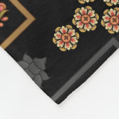 Mughal bloemmotief: zwart naadloos. fleece deken (Hoek)
