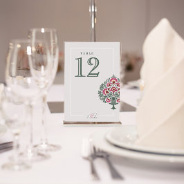 Mughal Bloemrijke Trouwtafel Nummerkaart – Elegant Kaart