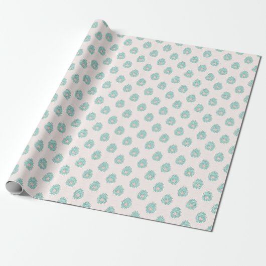 Mughal Bloom Dot in Teal and Flamingo Cadeaupapier (Uitgerold)