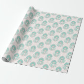 Mughal Bloom in Teal and Flamingo Cadeaupapier (Uitgerold)