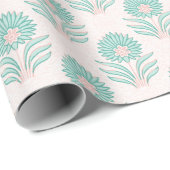 Mughal Bloom in Teal and Flamingo Cadeaupapier (Rol Hoek)
