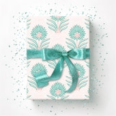 Mughal Bloom in Teal and Flamingo Cadeaupapier