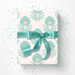 Mughal Bloom in Teal and Flamingo Cadeaupapier