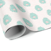 Mughal Bloom Stip in Teal en Flamingo Cadeaupapier (Rol Hoek)