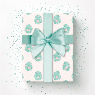 Mughal Bloom Stip in Teal en Flamingo Cadeaupapier