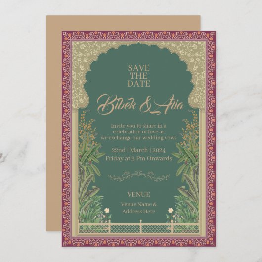 Mughal Design bruiloft uitnodiging (Voorkant / Achterkant)