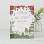 Mughal Design bruiloft uitnodiging (Staand voorkant)