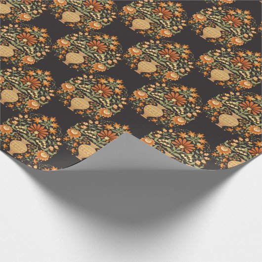 Mughal Fantasy: Retro Bloemenweelde Cadeaupapier (Hoek)