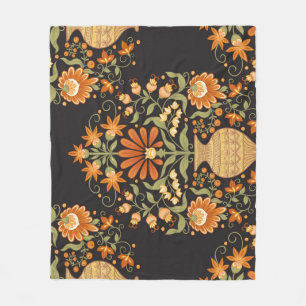 Mughal Fantasy: Retro Bloemenweelde Fleece Deken