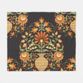 Mughal Fantasy: Retro Bloemenweelde Fleece Deken (Voorkant (Horizontaal))