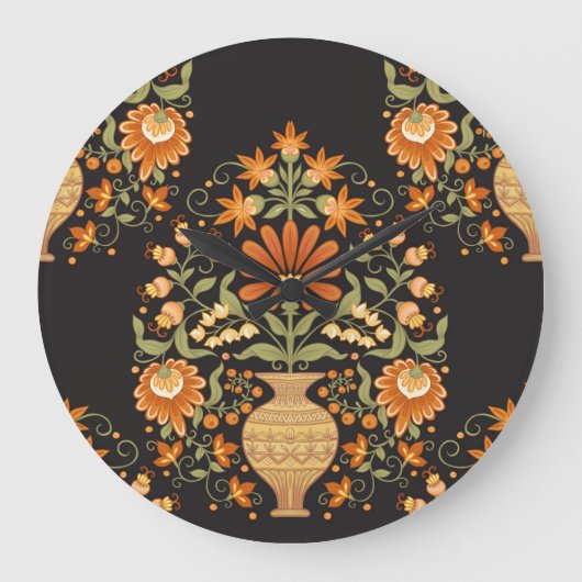 Mughal Fantasy: Retro Bloemenweelde Grote Klok (Voorkant)