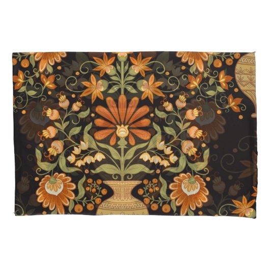 Mughal Fantasy: Retro Bloemenweelde Kussensloop (Voorkant)