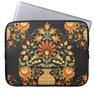 Mughal Fantasy: Retro Bloemenweelde Laptop Sleeve