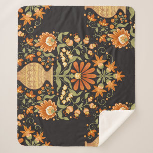 Mughal Fantasy: Retro Bloemenweelde Sherpa Deken