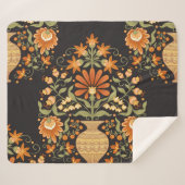 Mughal Fantasy: Retro Bloemenweelde Sherpa Deken (Voorkant (horizontaal))