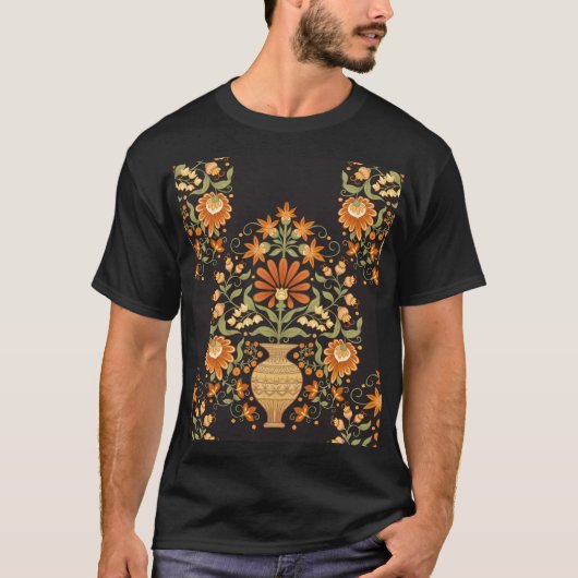 Mughal Fantasy: Retro Bloemenweelde T-shirt (Voorkant)