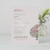 Mughal Floral Motif Folie Uitnodiging - (Staand Voorkant)