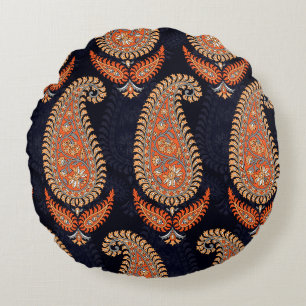 Mughal floral motif patroon op zee rond kussen