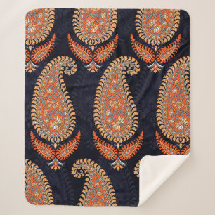 Mughal floral motif patroon op zee sherpa deken