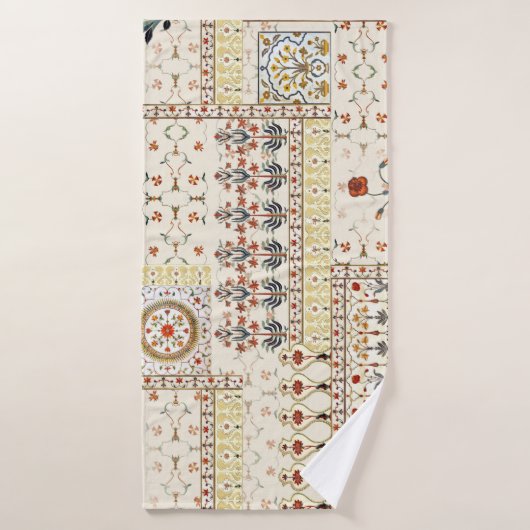 Mughal Floral Paisley: Etnische digitale elegantie Badhanddoek (Badhanddoek)