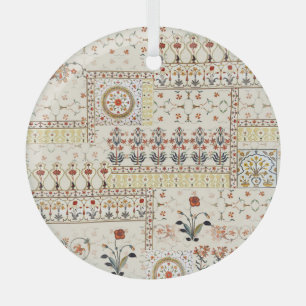 Mughal Floral Paisley: Etnische digitale elegantie Glas Ornament