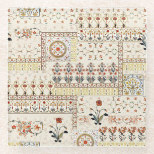 Mughal Floral Paisley: Etnische digitale elegantie Glazen Onderzetter