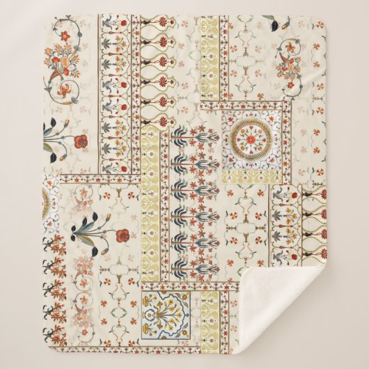 Mughal Floral Paisley: Etnische digitale elegantie Sherpa Deken (Voorkant)