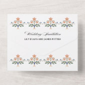 Mughal Natural Motif Indian Wedding All In One Uitnodiging (Achterkant)